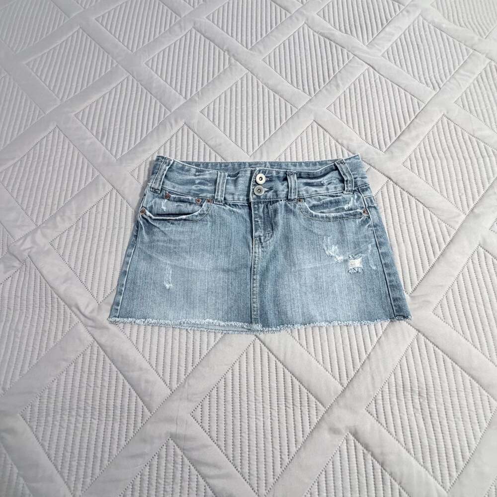 American Eagle Y2K Distressed Denim Mini Skirt 4